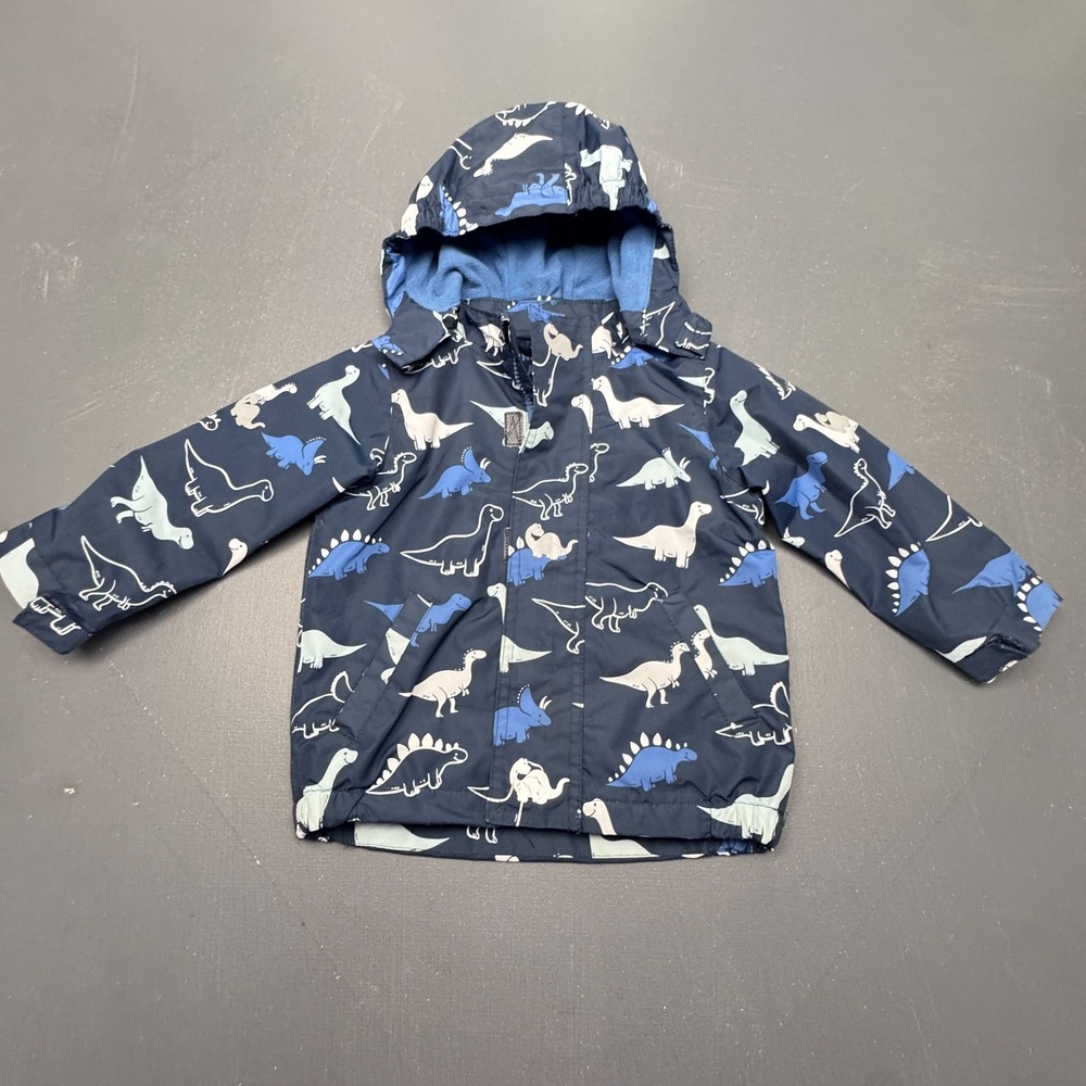 Tchibo Happy Kids Toddler 86/92 Blue Dinosaur Hooded Fleece Lined Winter Jacket
